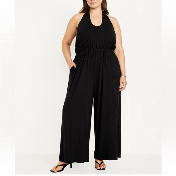 Old Navy black Waist-Defined Halter Jumpsuit - Picture 3 of 16